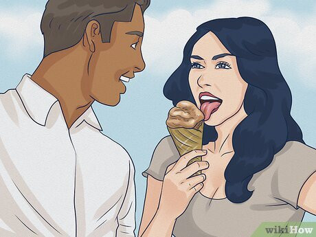 Step 3 Tease him with some suggestive body language, like licking your lips.