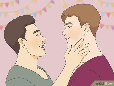 A person touching their lover’s face with streamers in the background.