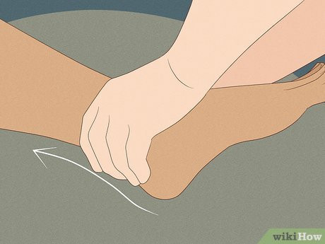 Step 4 Rub her heel and Achilles tendon.